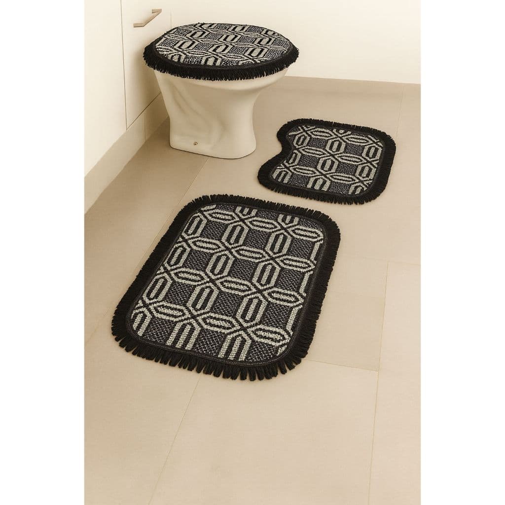 Kit Tapete para Banheiro 3 peças algodão  Decoração