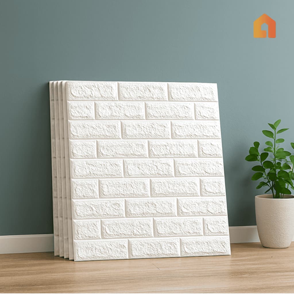 Placa 3D Tijolo 77x70 Branco Adesivo Autocolante Decoração Quarto Sala