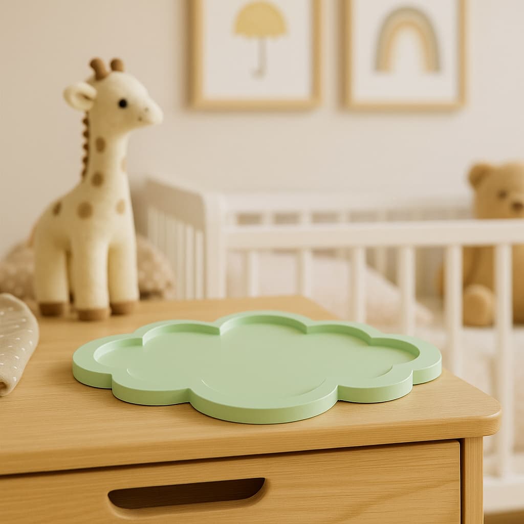 Bandeja Nuvem Para Kit Higiênico Quartinho Bebe Color Suporte Organizador Decoração Em Madeira Mdf