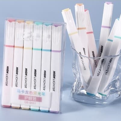 Marca Texto Kit Macaron Tons Pastéis Com Kit 6 Peças Ideal Para Escola/Estudos/Planners/Jornal/ResumoEscritório/Escola