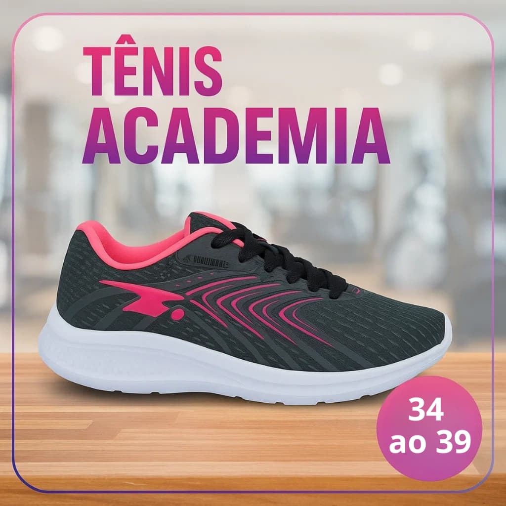 Tênis Feminino Esportivo Academia Corrida Confortável Leve Ideal Para Caminhada e Treinos 34 ao 43