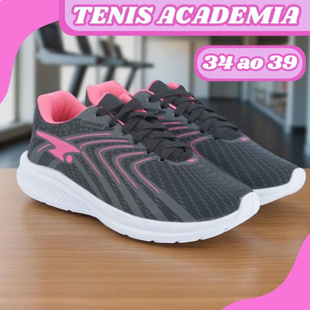 Tênis Feminino Esportivo Academia Corrida Confortável Leve Ideal Para Caminhada e Treinos 34 ao 43