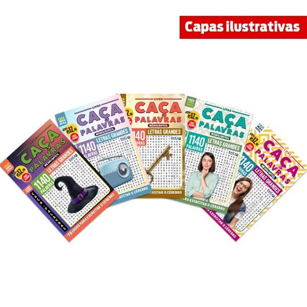 Kit 5 Livros Caça-Palavras ed.06 - 500 págs.- Médio/Difícil