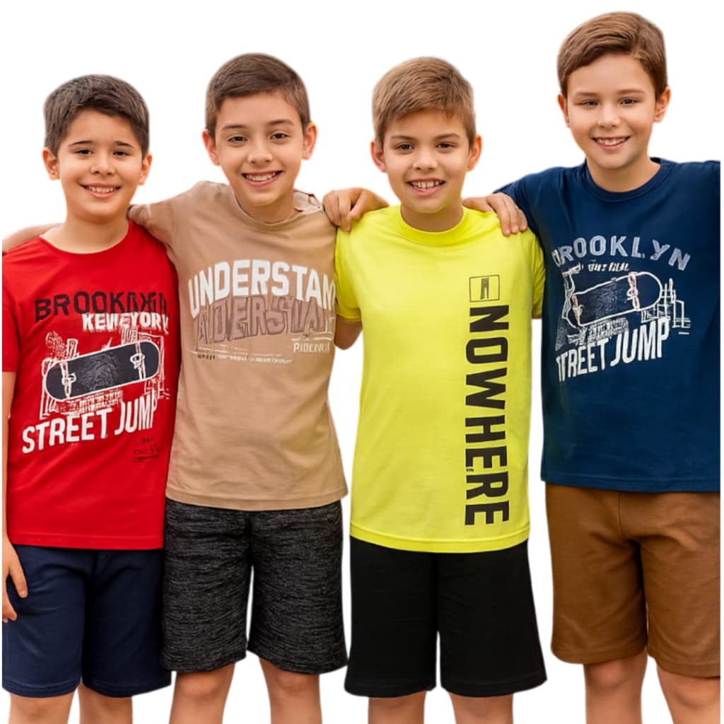 Kit 10 Peças Conjuntos Juvenil Menino 5 Conjunto Roupas Verão