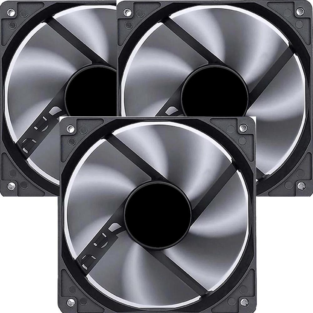 Kit 3 Cooler Fan 12cm 120mm Gabinete Gamer Pc S/ Led