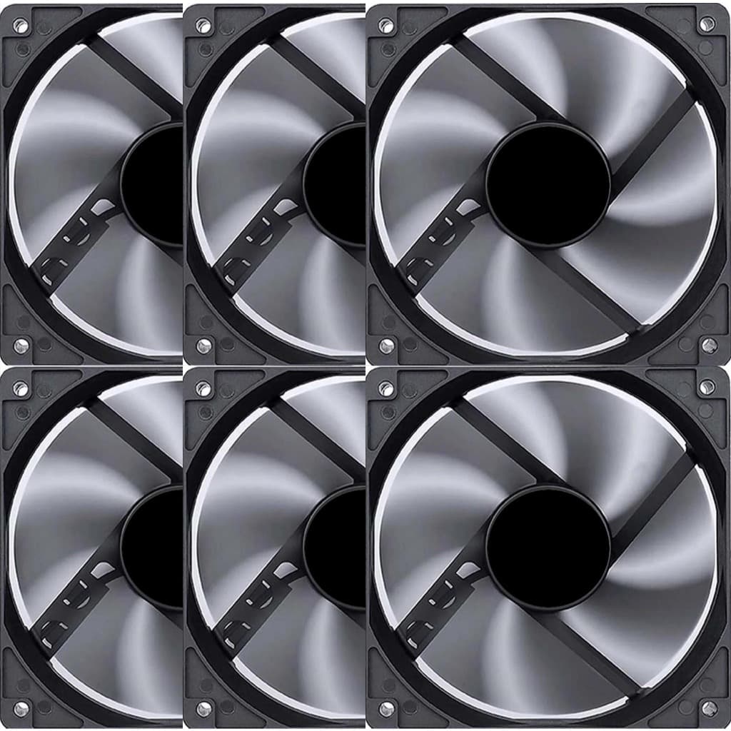 Kit 6 Cooler Fan 12cm 120mm Gabinete Gamer Pc S/ Led
