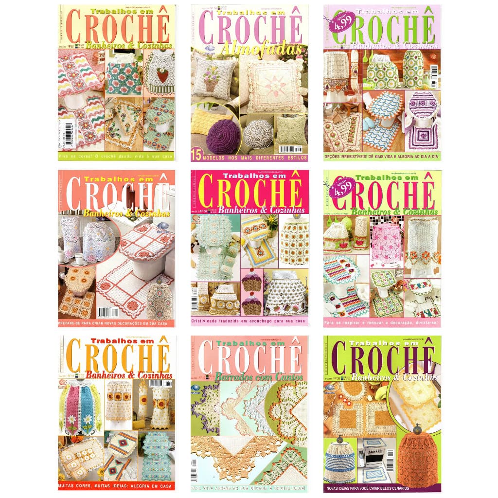 5 Revistas  Crochê Banheiros Cozinhas Lote 1