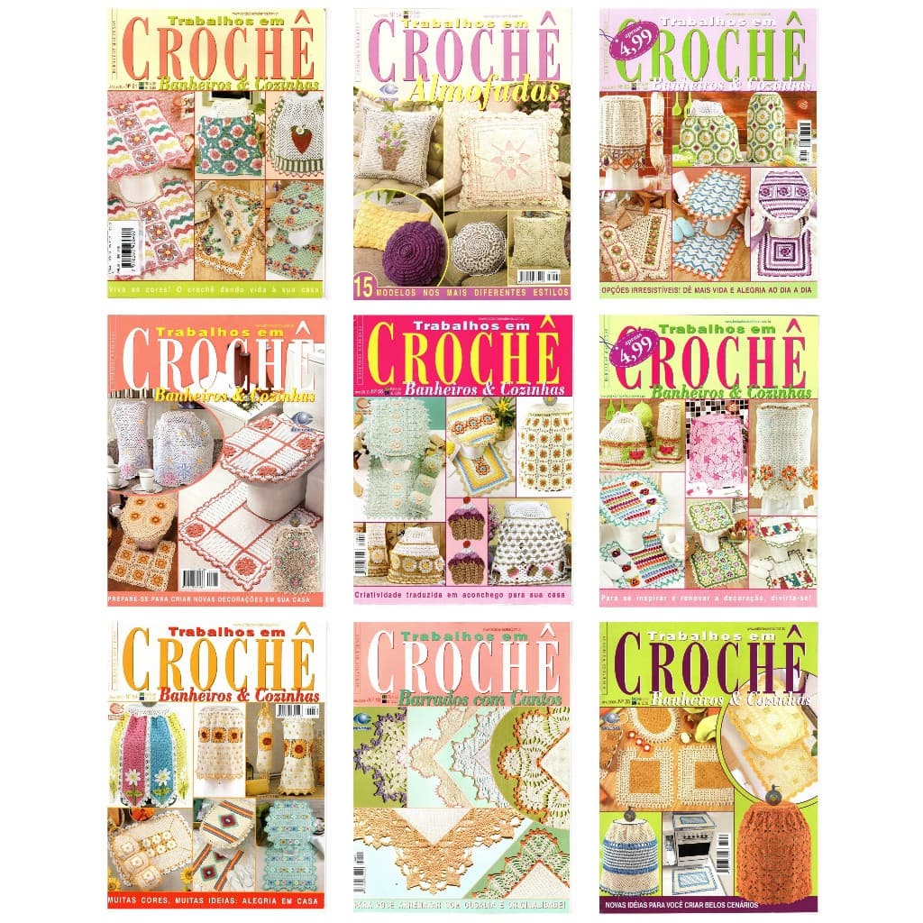 5 Revistas  Crochê Banheiros Cozinhas Lote 1