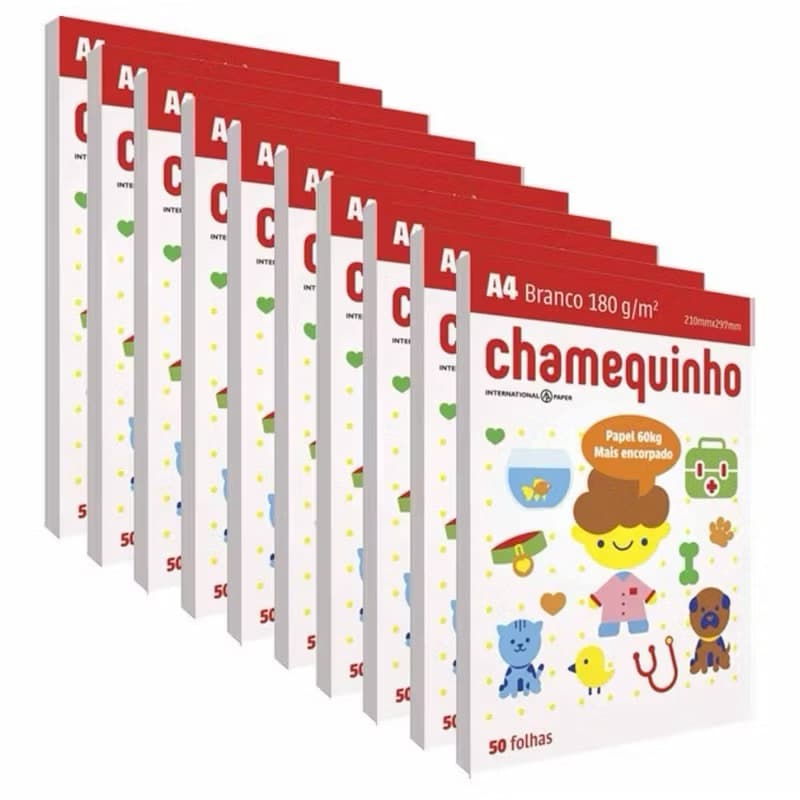 kit até 1000 folhas Papel Chamequinho 180g Offset
