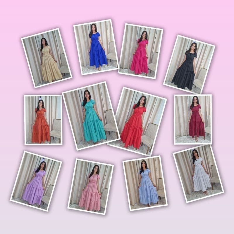 Vestido Infantil Para Meninas Longo Três Maria Flexível Premium Infanto-Juvenil Crianças Varias Cores