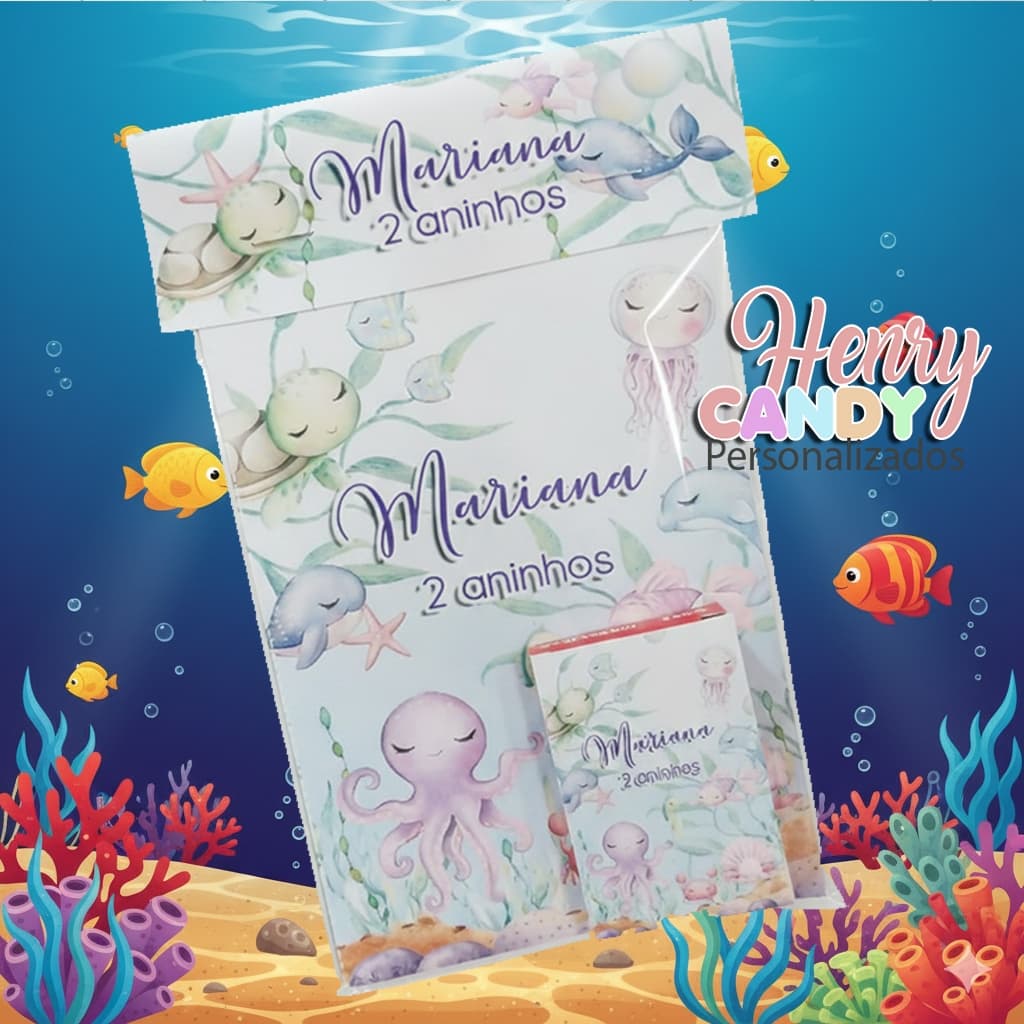 MINI KIT de colorir pintar personalizado PEQUENO revista 15x10 e minigiz - FUNDO DO MAR AQUARELA - TODOS OS TEMAS!