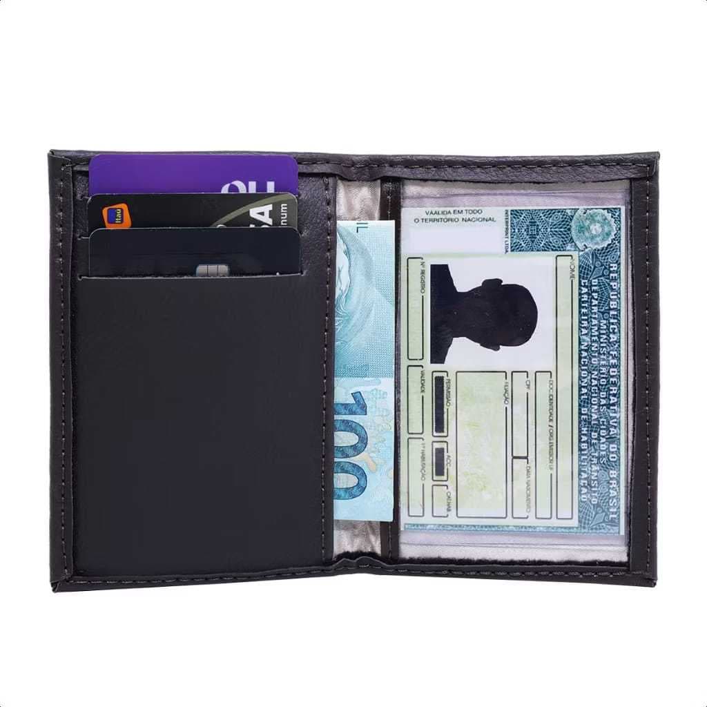Carteira Masculina/Feminino Slim Porta Cartão CNH / Compacto / PT / Porta CNH / Porta Documento