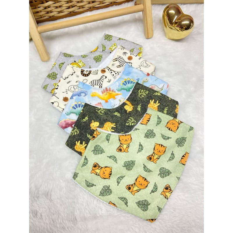 Babador bandana atoalhado kit com 5 com ajuste
