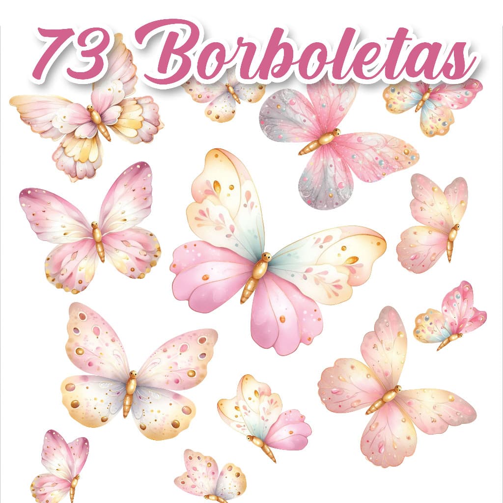 73 Adesivos De Parede Borboletas Decoração Quarto Infantil Feminino Tons claros