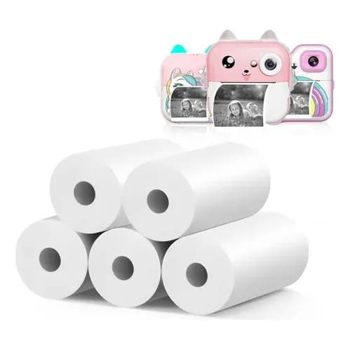 Kit 5 Rolos De Papel Térmico Para Câmera Infantil Impressora Branco