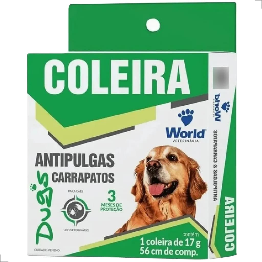 Coleira Para Cães Anti Pulgas E Carrapatos 56cm Dugs 17g - ENVIO RAPIDO