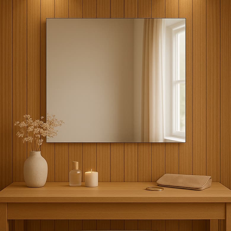 Espelho 70cm x 70cm para Decoração Sala Banheiro Lavabo Casa Loja Barbearia Closet + Kit instalação