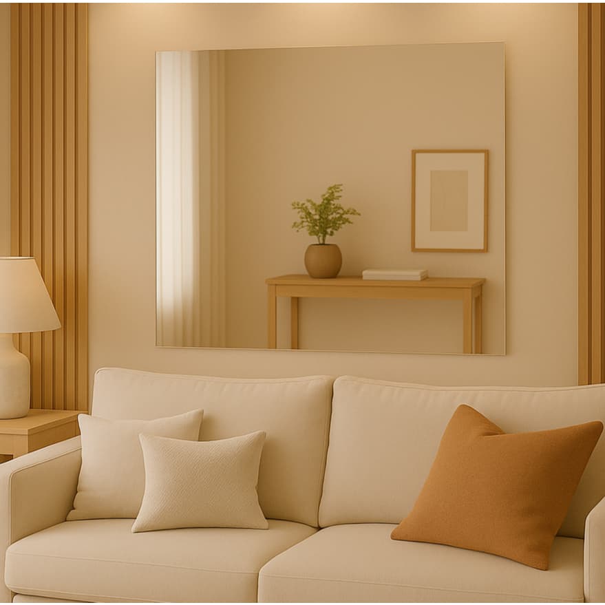 Espelho Banheiro Grande 80cm x 80 cm + Kit instalação Decoração Sala Lavabo Casa Loja Salão Closet