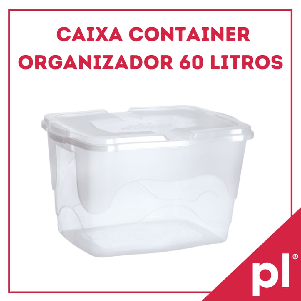 Caixa Organizadora 60 Litros G Transparente Com Tampa