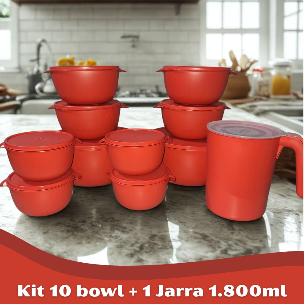 Kit pote bowl plástico saladeira depósito marmita cozinha