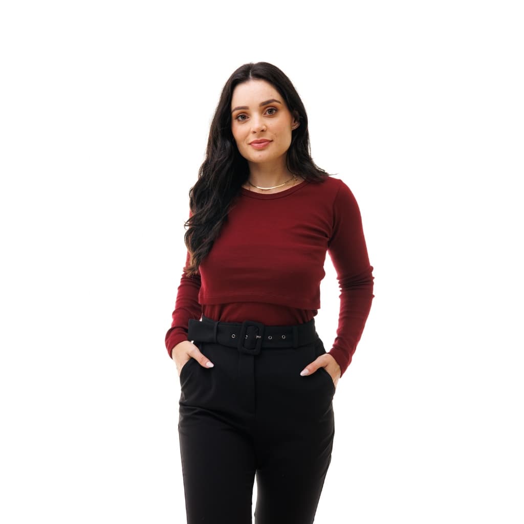 Blusa Manga Longa Amamentação Marsala