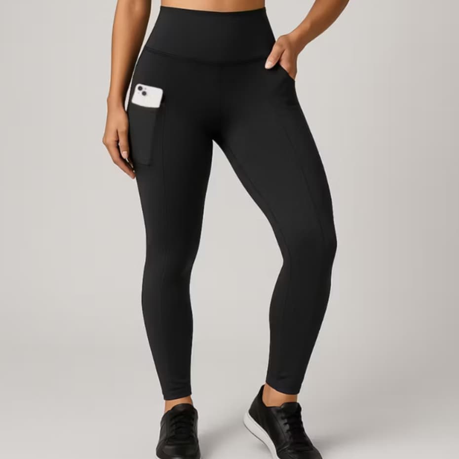 Calça Legging Fitness Com Bolso Lateral Cintura Alta Grossa Feminina