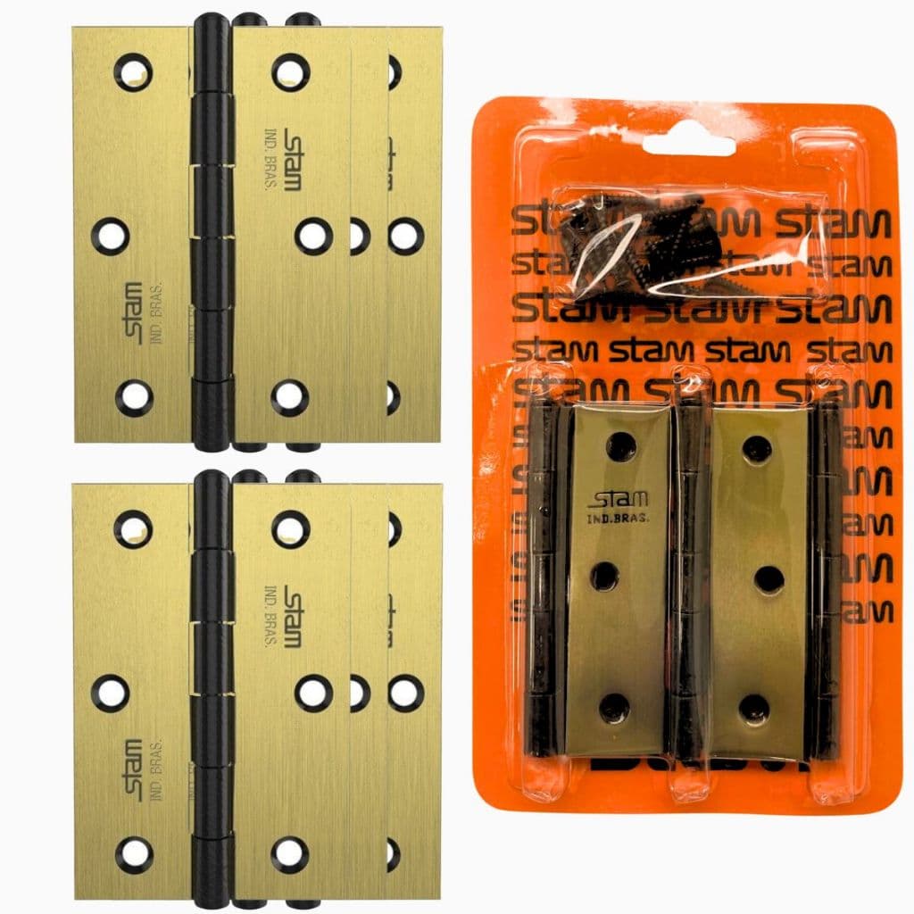 Kit 6 Dobradiças Stam Com Parafusos 90 Original Para Porta de Madeira