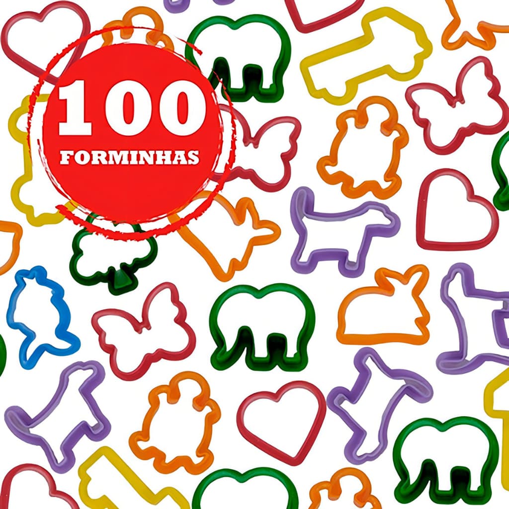100 Forminhas de Cortar Massinhas de Modelar