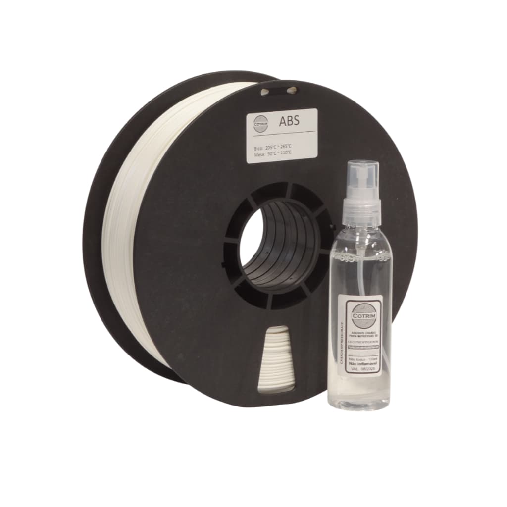Filamento ABS premium Branco Impressora 3d 1,75mm 1.75 mm 1kg + Adesivo líquido /Cola Fixador profissional impressão 3D
