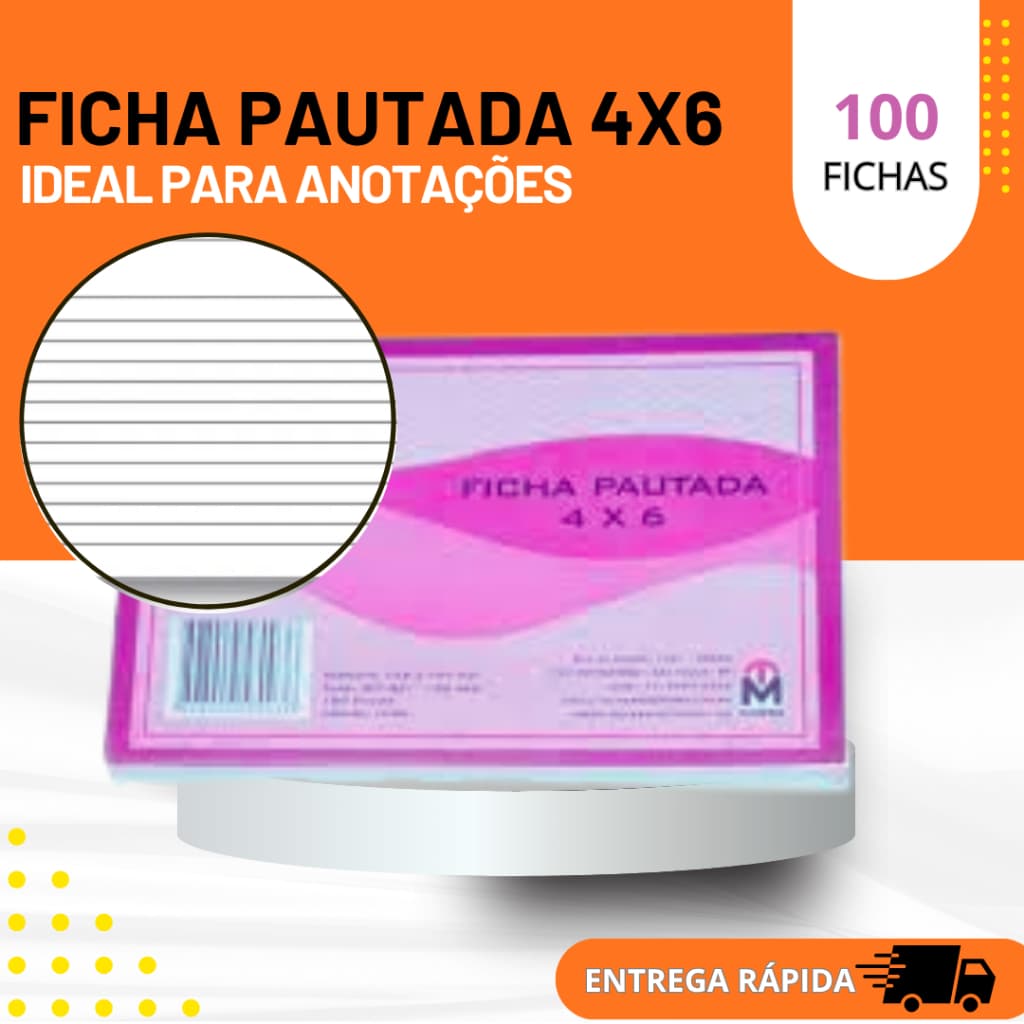 Ficha Pautada Para Anotações Organização De Tarefas Fichamentos 4x6 (152 x 101mm)