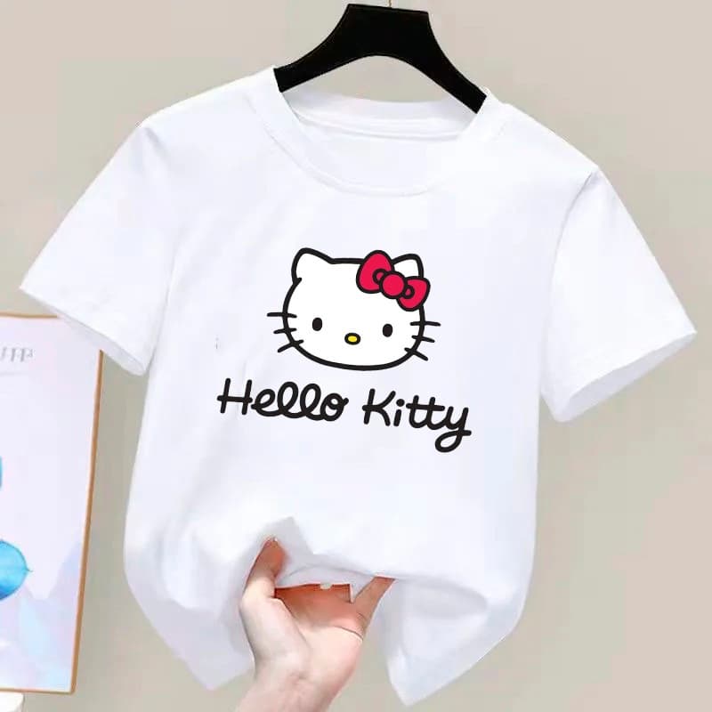 Camiseta De Algodão Infantil Estampada Hello Kitty