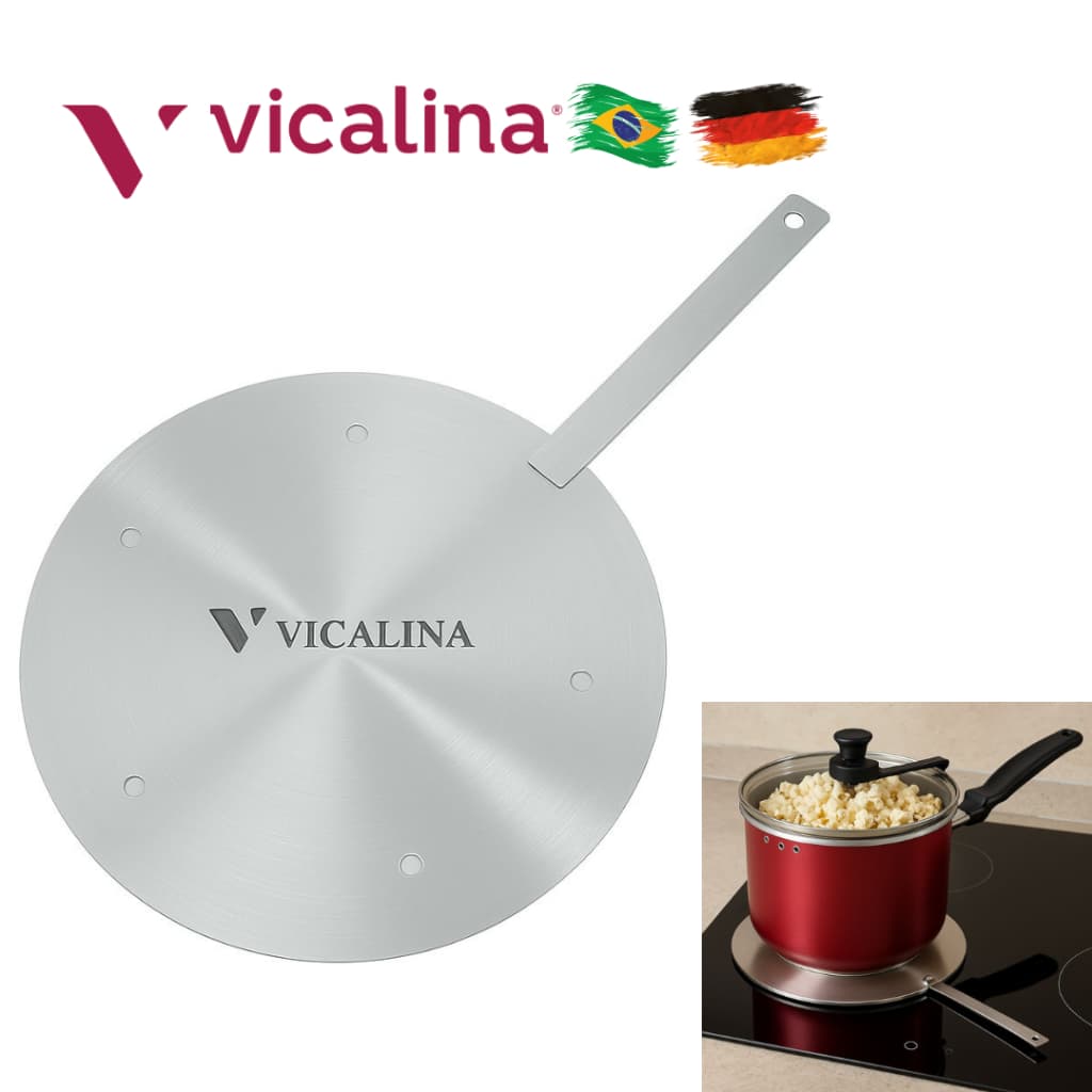 Chapa difusor conversor fogão indução inox 24cm vicalina original envio imediato produto no Brasil