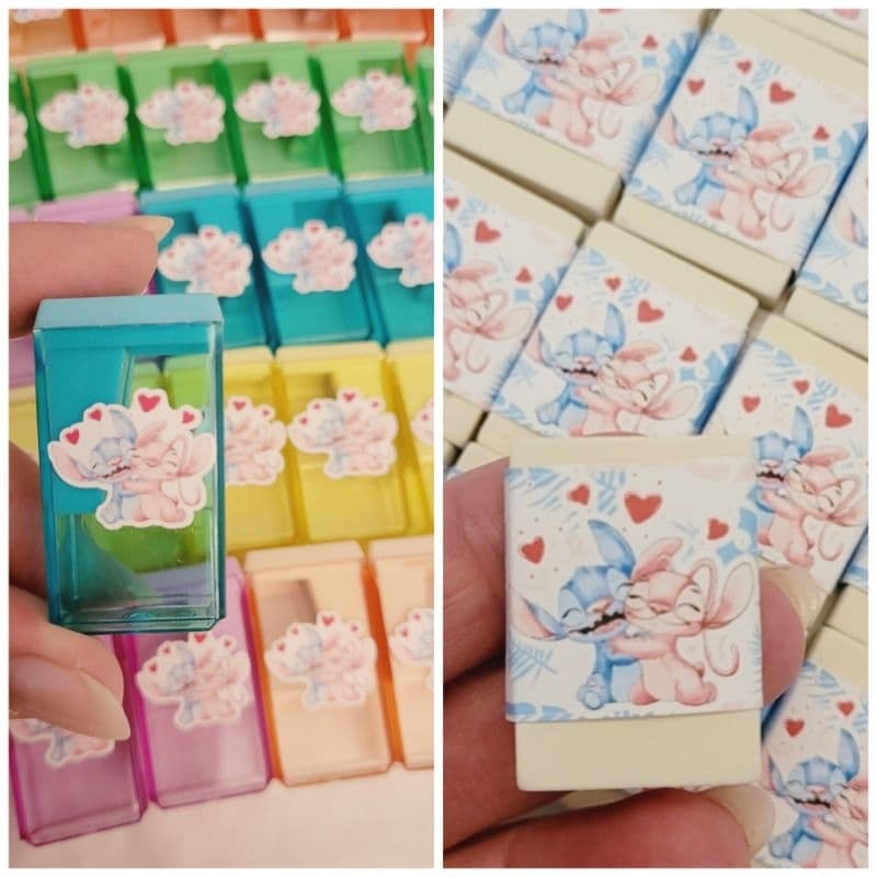 kit's Borracha e Apontador Personalizado para Lembrancinha - vários temas