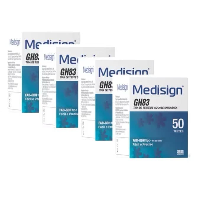 200 Fitas de Glicose Medisign GH83 Tiras de Glicemia