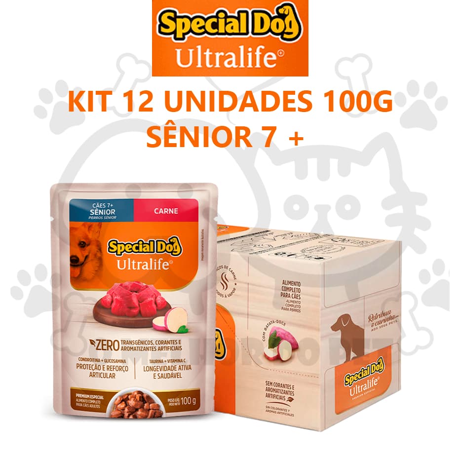 Sache Special Dog Ultralife Ração úmida para Cães Sênior Carne Caixa com 12Un
