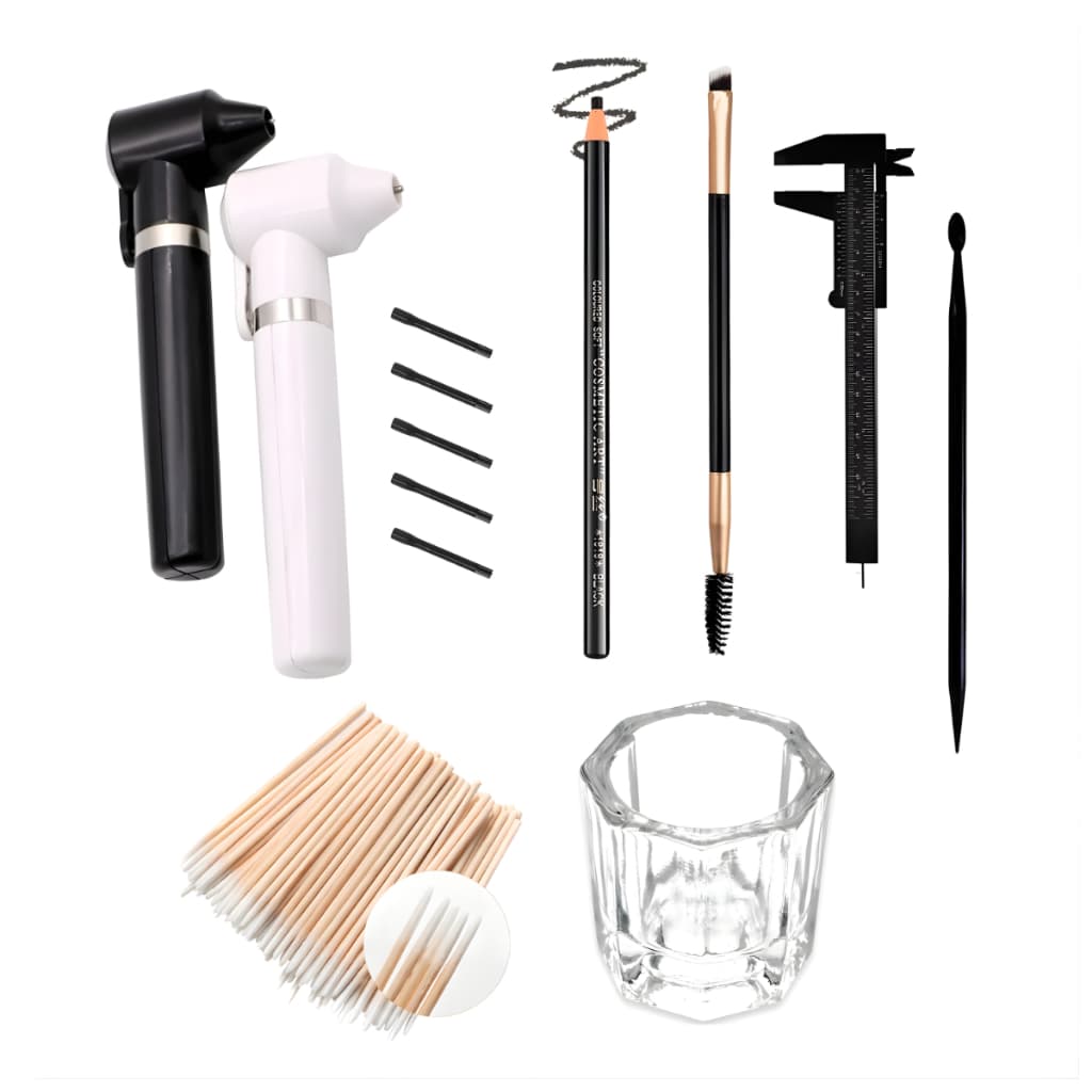 Kit Designer de Sobrancelha Profissional Paquímetro Mixer Dappen Aplicador Palito Lápis Pincel