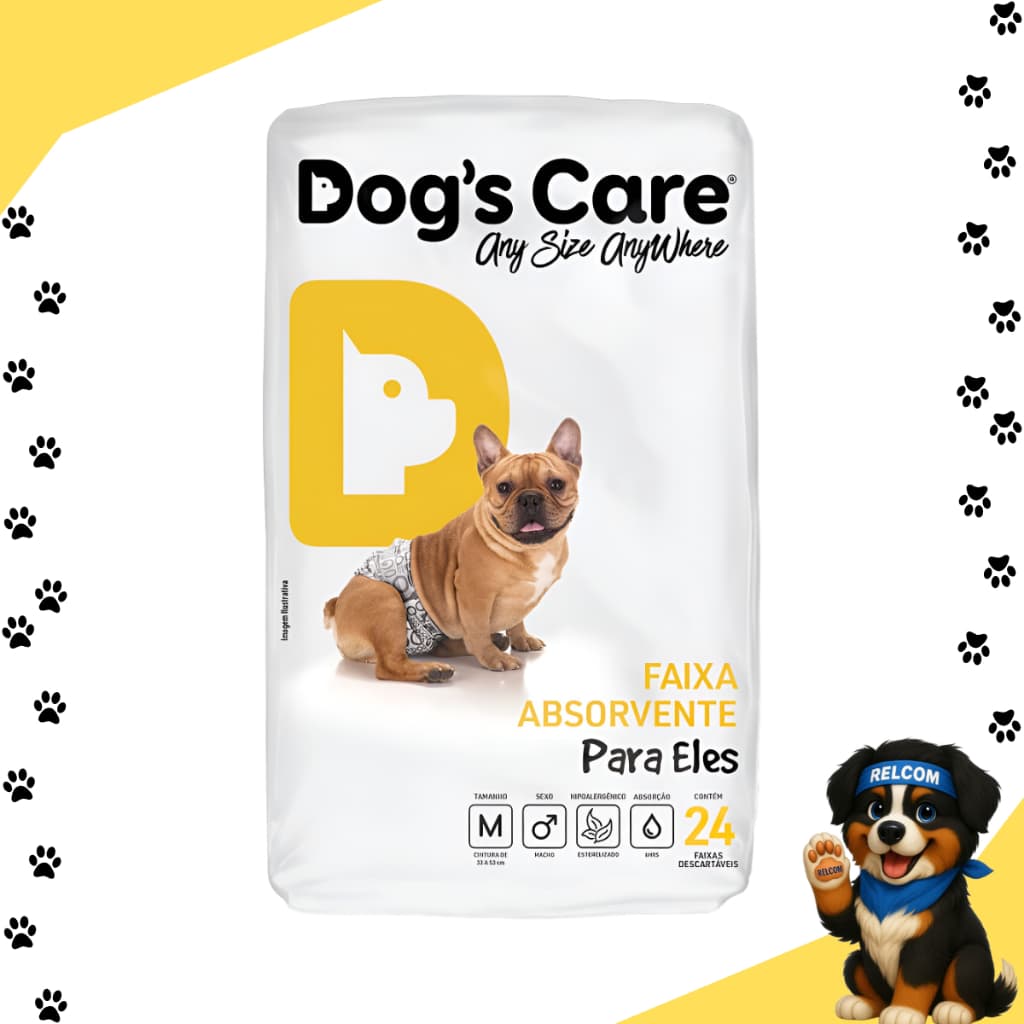 Fralda higiênica cães Pet descartável para cachorro Macho G kit 24 unidades Dogs care