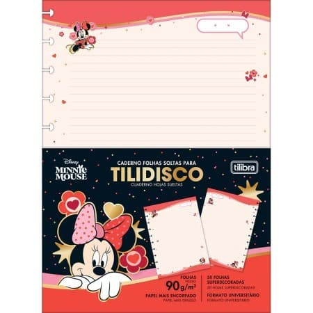 REFIL PARA TILIDISCO UNIVERSITÁRIO MINNIE 90G 50 FOLHAS TILIBRA