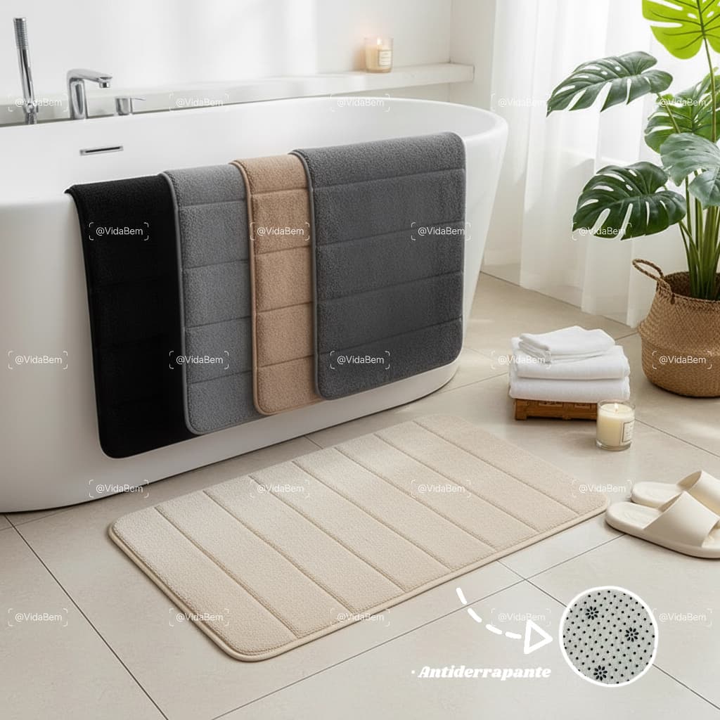 Tapete de banheiro antiderrapante e absorvente, capacho de banheiro, secagem rápida tapete antiqueda