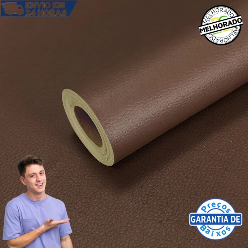 Revestimento ou Reparo Adesivo para Couro Sintético Marrom 50x137cm,Remendo De Reparo De Couro