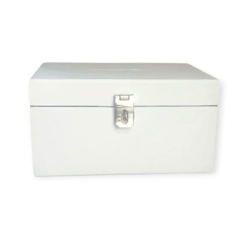 Linda Caixa retangular 6mm cofre liso mdf decorado branco com fecho pra cadeado