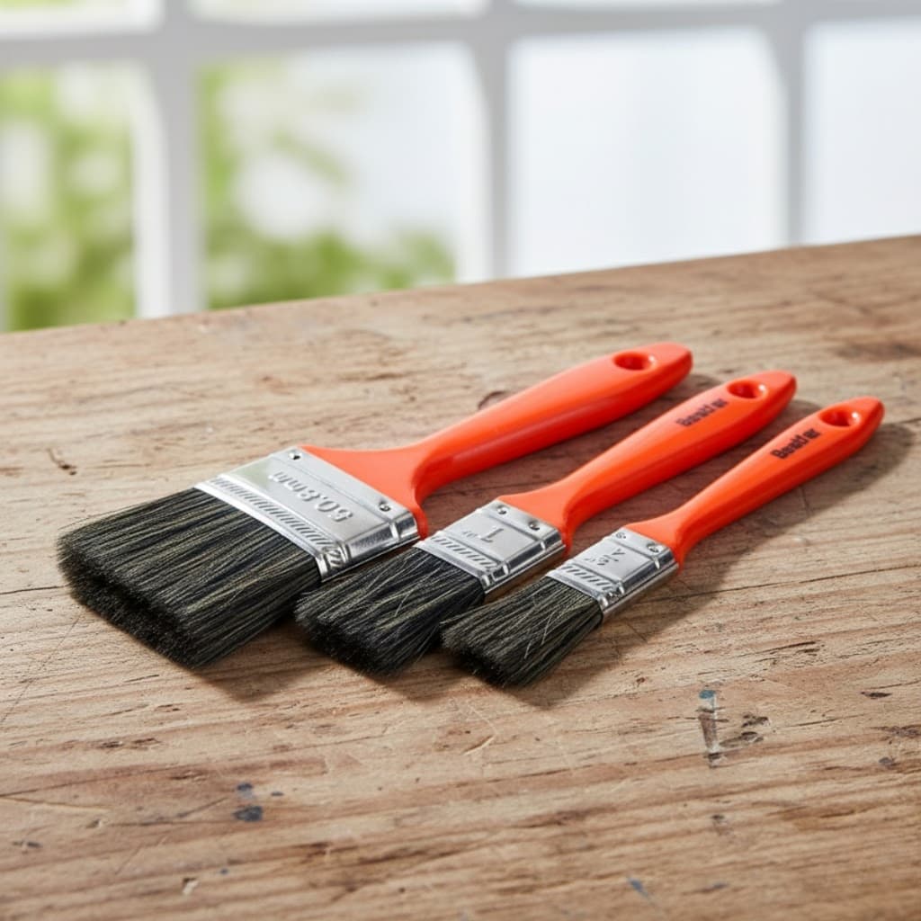 Kit 3 Trinchas de Pintura 19mm 25mm 50mm com Cabo Plástico Resistente Cerdas Gris Bestfer