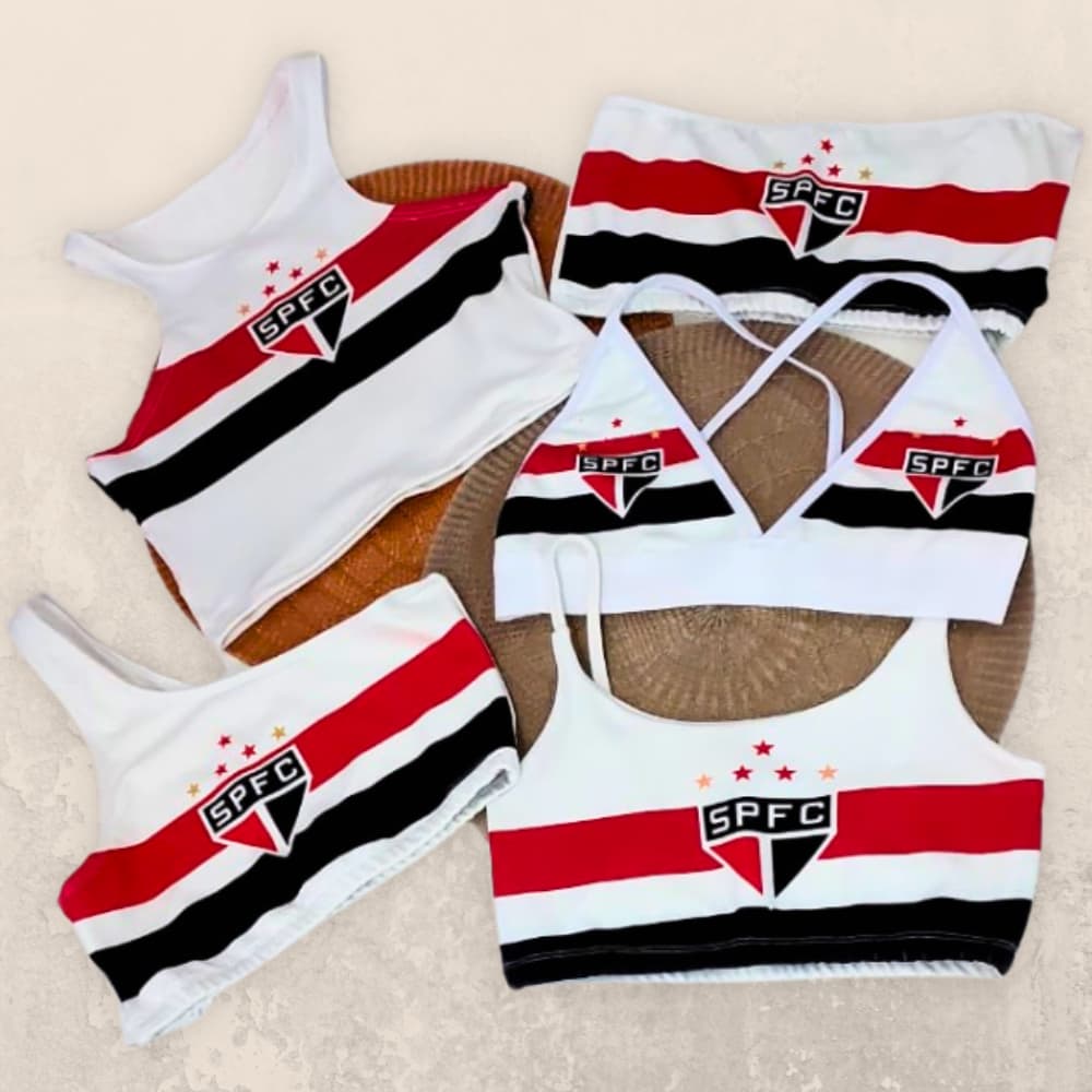 Top Tricolor Paulista Sem Bojo Fitness Feminino Personalizado
