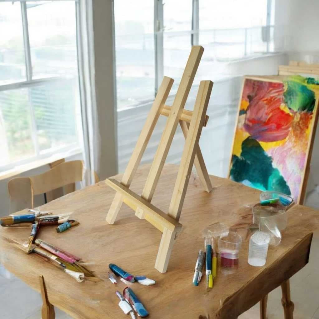 Mini Cavalete madeira Pinus Suporte Telas, Quadros, Pintura Decoração