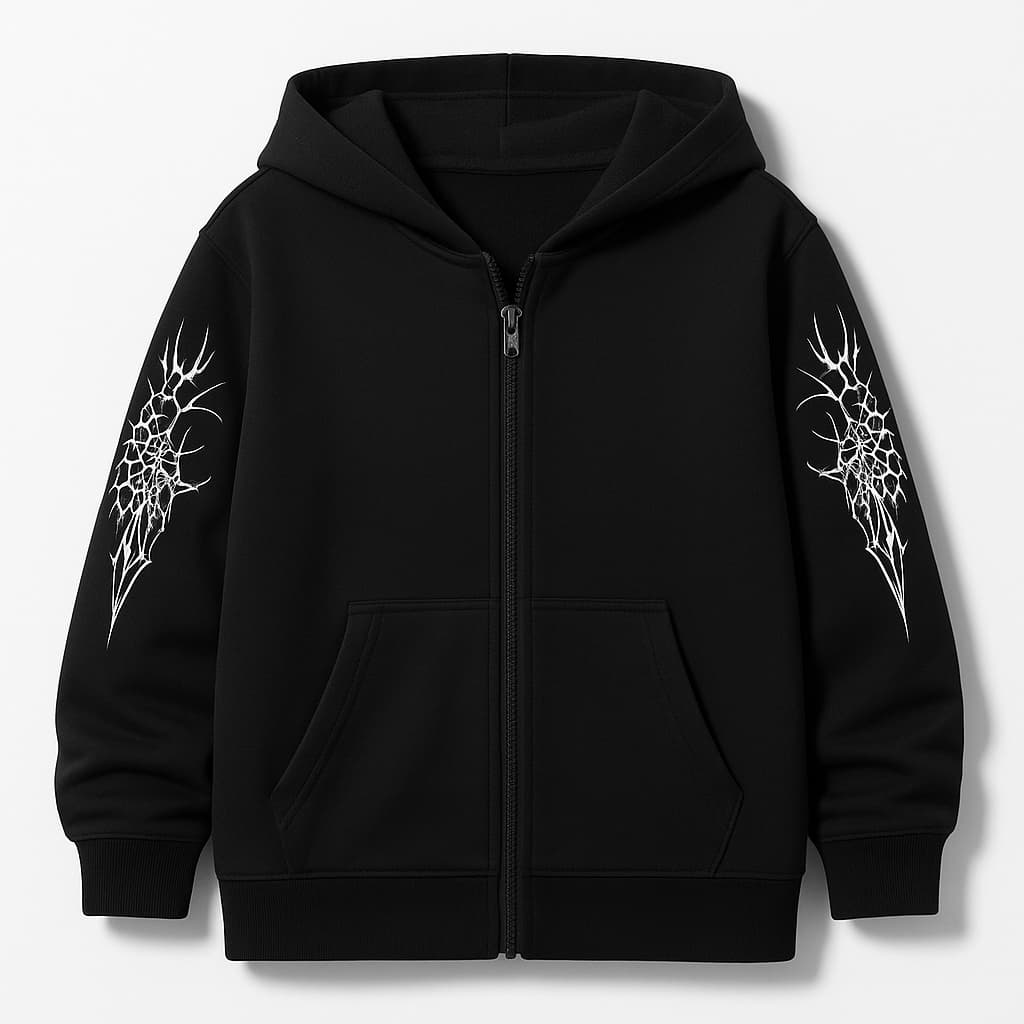 Moletom Zíper  Streetwear Cyber Gótica Estampa Algodão  Estilo Underground Estilo Casual
