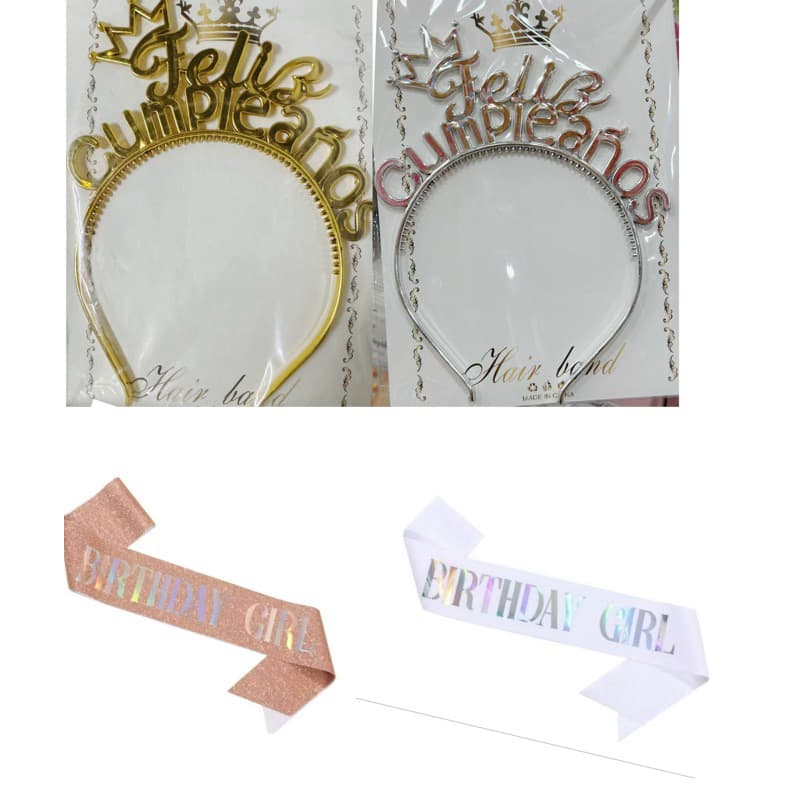 Kit arco Feliz cumpleaños Faixa Aniversário Birthday Para Festa Glitter Metalizado Furta Cor Acessório- SAARA BAZAR