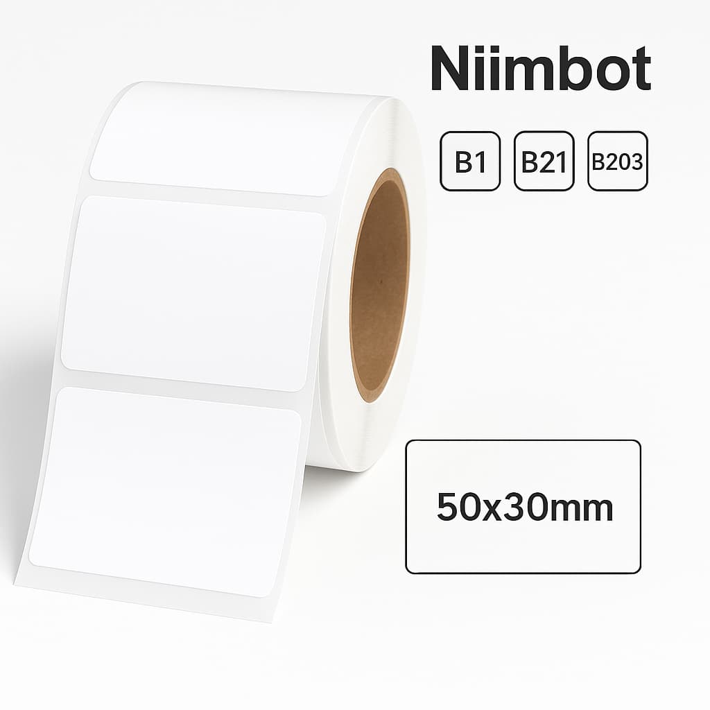 Rolo Etiquetas Térmicas 50x30mm Niimbot B1 B21 B203 B3S | 230 Unidades Adesivas Prova D'água