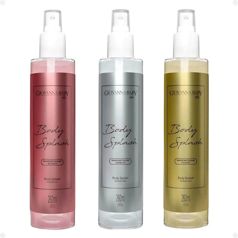 KIT C/3 Giovanna Baby Body Splash Nanopartículas [ROSÉ + SILVER + GOLD]