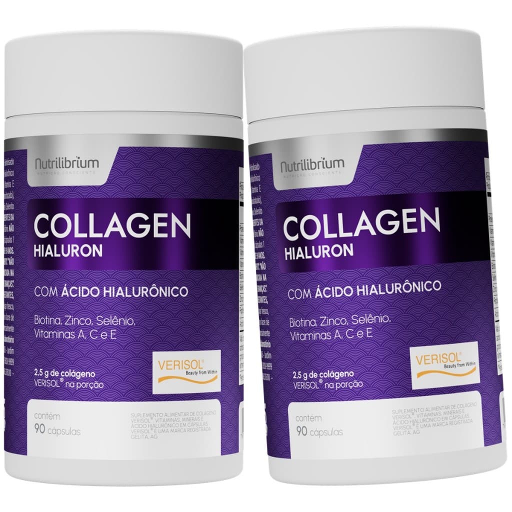 Kit 2x Colágeno Verisol Ácido Hialurônico 180 Caps 2 Meses Nutrilibrium