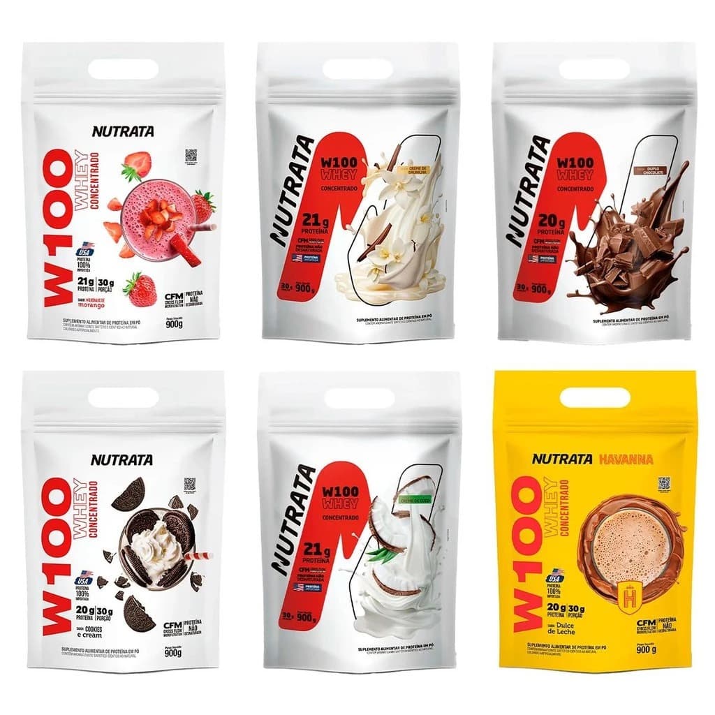 Whey Protein Concentrado 900g W100 Refil  - Nutrata